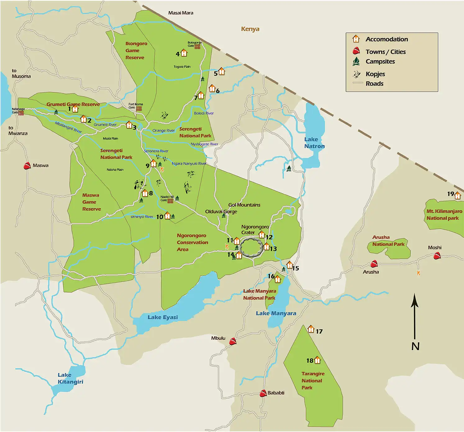 Tanzania Safari Route Map